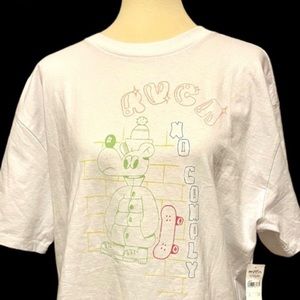 RVCA No Comply XL White Tee Neon Graphic Skateboarder NWT